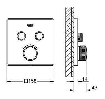 Grohe Grohtherm Krom Kaplama Tekli Çevirmeli Dereceli Ankastre Kare Banyo Bataryası Beyaz