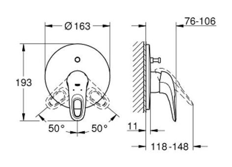 Grohe 19506LS3 Krom Kaplama Tekli Aç Kapa Yarı Ankastre Kare Banyo Bataryası Beyaz