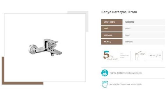 Nsk Nobia Pirinç Çiftli Aç Kapa Yarı Ankastre Kare Banyo Bataryası Krom