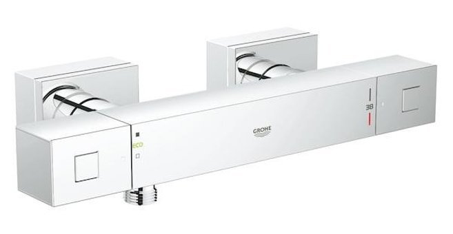 Grohe 34488000 Krom Kaplama Çiftli Çevirmeli Dereceli Yarı Ankastre Kare Banyo Bataryası Krom