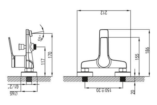 Grohe N3030702 Pirinç Çiftli Aç Kapa Yarı Ankastre Kare Banyo Bataryası Krom