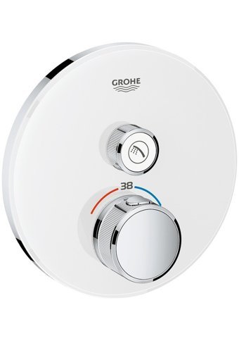 Grohe 29150LS0 Krom Kaplama Tekli Çevirmeli Dereceli Yarı Ankastre Kare Banyo Bataryası Beyaz