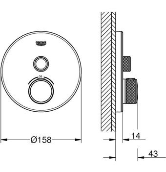 Grohe 29150LS0 Krom Kaplama Tekli Çevirmeli Dereceli Yarı Ankastre Kare Banyo Bataryası Beyaz