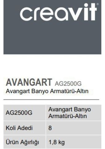 Creavit AG2500G Pirinç Çiftli Aç Kapa Ankastre Kare Banyo Bataryası Altın