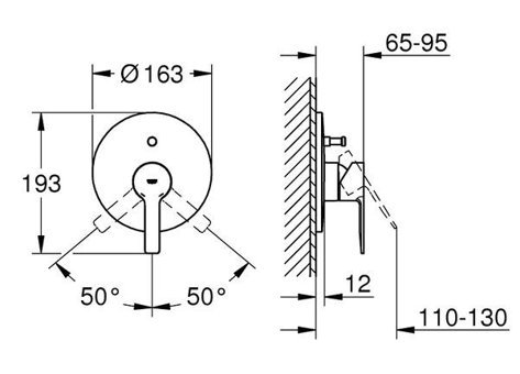 Grohe 19297DC1 Krom Kaplama Tekli Aç Kapa Ankastre Kare Banyo Bataryası Krom