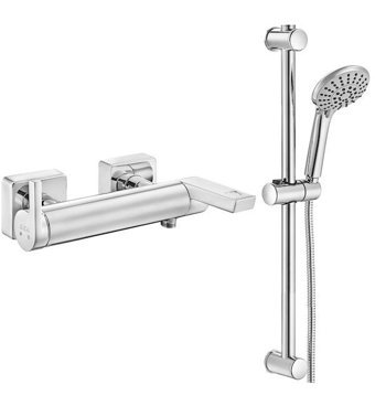 E.C.A Icon Krom Kaplama Çiftli Çevirmeli Solo Kare Banyo Bataryası Krom