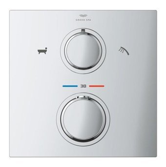 Grohe 19446002 Krom Kaplama Tekli Çevirmeli Dereceli Yarı Ankastre Kare Banyo Bataryası Krom