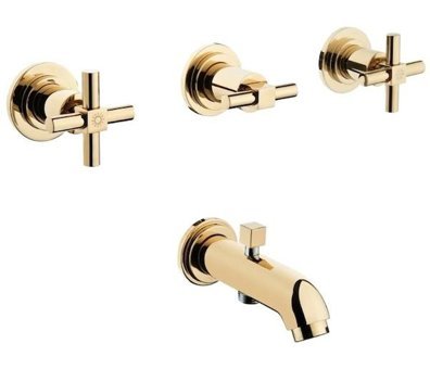 Vitra A4083223 Pirinç Çiftli Aç Kapa Ankastre Kare Banyo Bataryası Altın