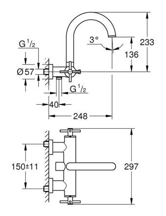 Grohe 25010003 Krom Kaplama Çiftli Çevirmeli Solo Kuğu Banyo Bataryası Krom
