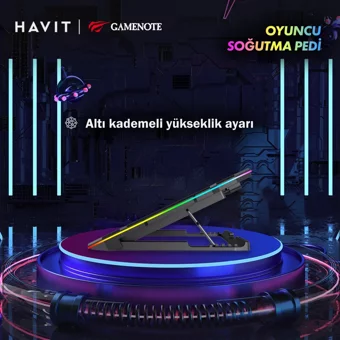 Havit Gamenote F2071 2500 Rpm Mini Sessiz 3 Fanlı Rgb Plastik 17 İnç Gaming Laptop Soğutucu