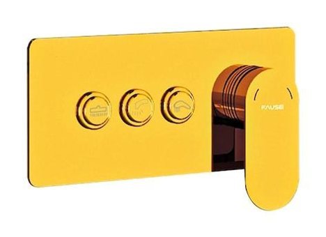 Fause KAB103-3G Pirinç Çiftli Aç Kapa Ankastre Yuvarlak Banyo Bataryası Gold