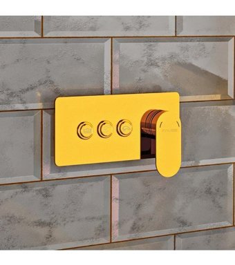 Fause KAB103-3G Pirinç Çiftli Aç Kapa Ankastre Yuvarlak Banyo Bataryası Gold