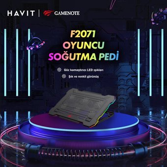 Havit Gamenote F2071 2500 Rpm Mini Sessiz 3 Fanlı Rgb Plastik 17 İnç Gaming Laptop Soğutucu