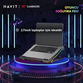 Havit Gamenote F2071 2500 Rpm Mini Sessiz 3 Fanlı Rgb Plastik 17 İnç Gaming Laptop Soğutucu