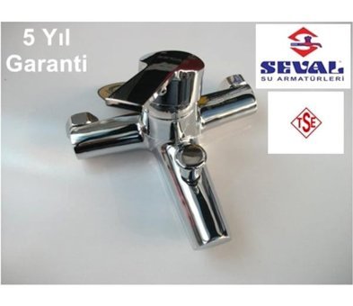 Seval Flora Pirinç Çiftli Aç Kapa Yarı Ankastre Kare Banyo Bataryası Krom