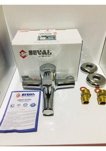 Seval Flora Pirinç Çiftli Aç Kapa Yarı Ankastre Kare Banyo Bataryası Krom
