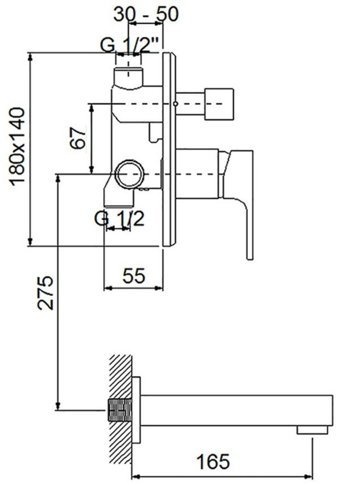 Newarc 941111 Pirinç Tekli Aç Kapa Ankastre Kare Banyo Bataryası Krom