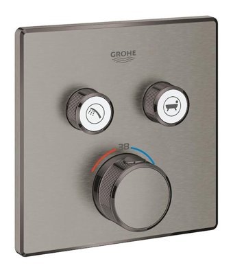 Grohe 29124AL0 Krom Kaplama Tekli Çevirmeli Dereceli Ankastre Kare Banyo Bataryası Krom