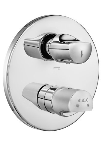 E.C.A Krom Kaplama Çiftli Çevirmeli Ankastre Yuvarlak Banyo Bataryası Krom