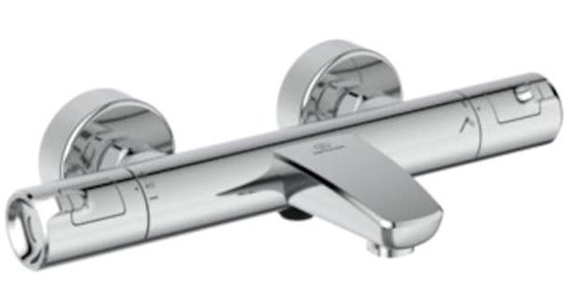Ideal Standard Ceratherm Pirinç Çiftli Çevirmeli Dereceli Yarı Ankastre Kare Banyo Bataryası Krom