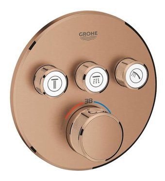 Grohe 29121DL0 Krom Kaplama Tekli Çevirmeli Dereceli Ankastre Kare Banyo Bataryası Bakır