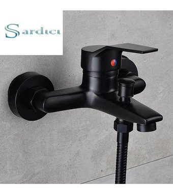 Sardıcı Pirinç Çiftli Aç Kapa Yarı Ankastre Kare Banyo Bataryası Siyah