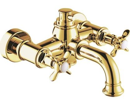 Kale Vıctorıan Pirinç Çiftli Çevirmeli Solo Kuğu Banyo Bataryası Altın