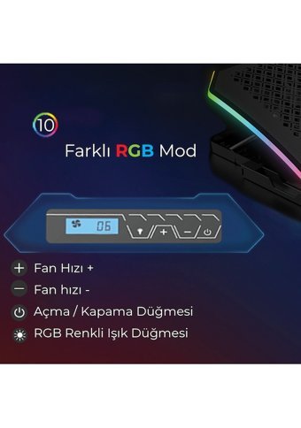 Bix Bx-Cp02G 2100 Rpm Mini Rgb Metal 19 İnç Gaming Laptop Soğutucu