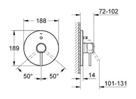 Grohe 19459001 Krom Kaplama Tekli Aç Kapa Yarı Ankastre Kare Banyo Bataryası Krom