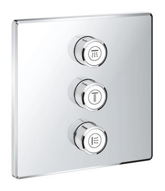 Grohe 29127000 Krom Kaplama Tekli Çevirmeli Dereceli Ankastre Kare Banyo Bataryası Krom
