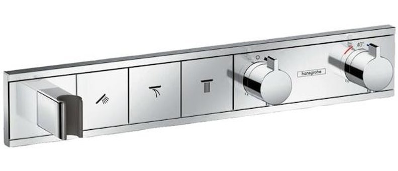 Hansgrohe Rainselect Krom Kaplama Tekli Çevirmeli Dereceli Ankastre Kare Banyo Bataryası Krom