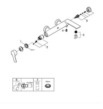 Grohe Krom Kaplama Çiftli Aç Kapa Ankastre Kare Banyo Bataryası Krom