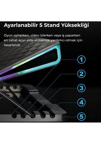 Bix Bx-Cp01G 800 Rpm Mini 1 Fanlı Rgb 18 İnç Gaming Laptop Soğutucu