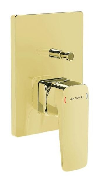 Artema A4275223 Zamak Çiftli Aç Kapa Ankastre Kare Banyo Bataryası Altın