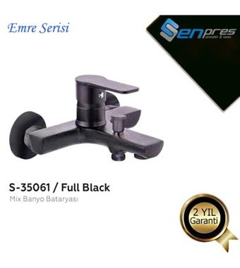 Şenpres Pirinç Çiftli Aç Kapa Yarı Ankastre Kare Banyo Bataryası Siyah