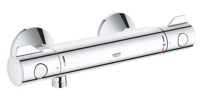 Grohe 34558000 Krom Kaplama Çiftli Çevirmeli Dereceli Yarı Ankastre Kare Banyo Bataryası Krom