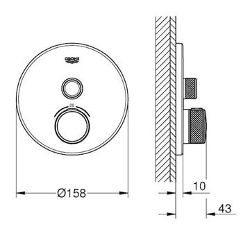 Grohe 29118DL0 Krom Kaplama Tekli Çevirmeli Dereceli Ankastre Kare Banyo Bataryası Bakır