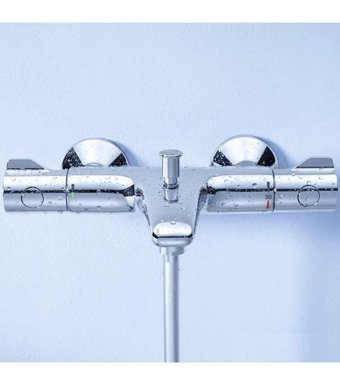 Grohe 34576000 Krom Kaplama Çiftli Çevirmeli Dereceli Yarı Ankastre Kare Banyo Bataryası Krom