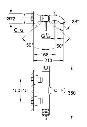Grohe 23317IG0 Krom Kaplama Çiftli Aç Kapa Yarı Ankastre Kuğu Banyo Bataryası Krom