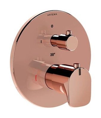 Artema A4269426 Pirinç Çiftli Aç Kapa Ankastre Kare Banyo Bataryası Bakır