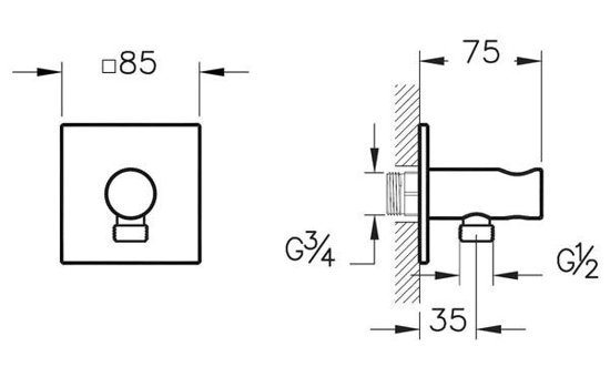 Vitra A42832 Pirinç Çiftli Aç Kapa Ankastre Kare Banyo Bataryası Krom