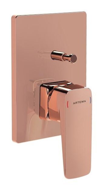 Artema A4275226 Zamak Çiftli Aç Kapa Ankastre Kare Banyo Bataryası Bakır