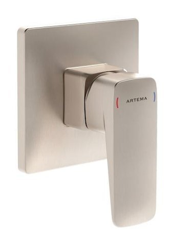 Artema A4275134 Zamak Çiftli Aç Kapa Ankastre Kare Banyo Bataryası Fırçalı Nikel