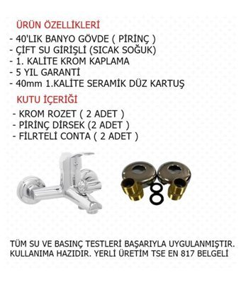 Vos Versa XW-001 Pirinç Çiftli Aç Kapa Solo Kuğu Banyo Bataryası Krom