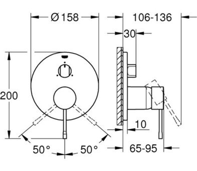 Grohe 24092DC1 Krom Kaplama Tekli Aç Kapa Yarı Ankastre Kare Banyo Bataryası Krom