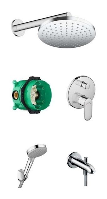 Hansgrohe Vernis Blend Pirinç Tekli Aç Kapa Ankastre Kuğu Banyo Bataryası Krom