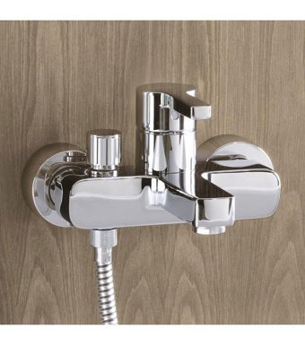 Grohe 33849001 Krom Kaplama Çiftli Aç Kapa Yarı Ankastre Kare Banyo Bataryası Krom