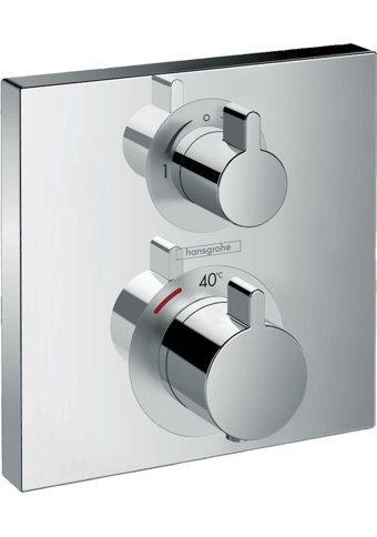 Hansgrohe 15714000 Pirinç Tekli Çevirmeli Dereceli Ankastre Kare Banyo Bataryası Krom