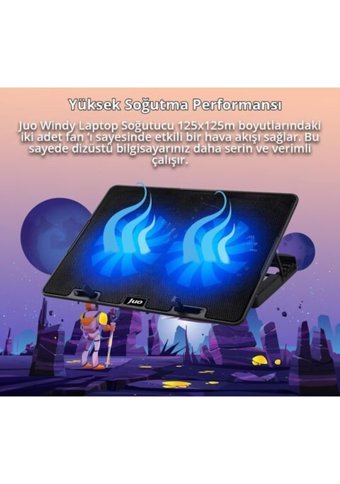 Juo Windy 1500 Rpm Mini 2 Fanlı Alüminyum 15.6 İnç Laptop Soğutucu