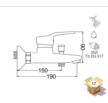 Güney Armatür 50337 Krom Kaplama Çiftli Aç Kapa Yarı Ankastre Kare Banyo Bataryası Krom